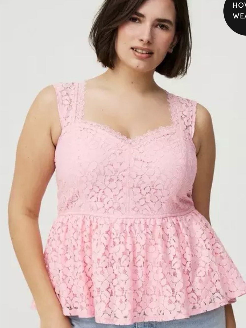 Pink Lace Peplum Torrid Tank Top 1x